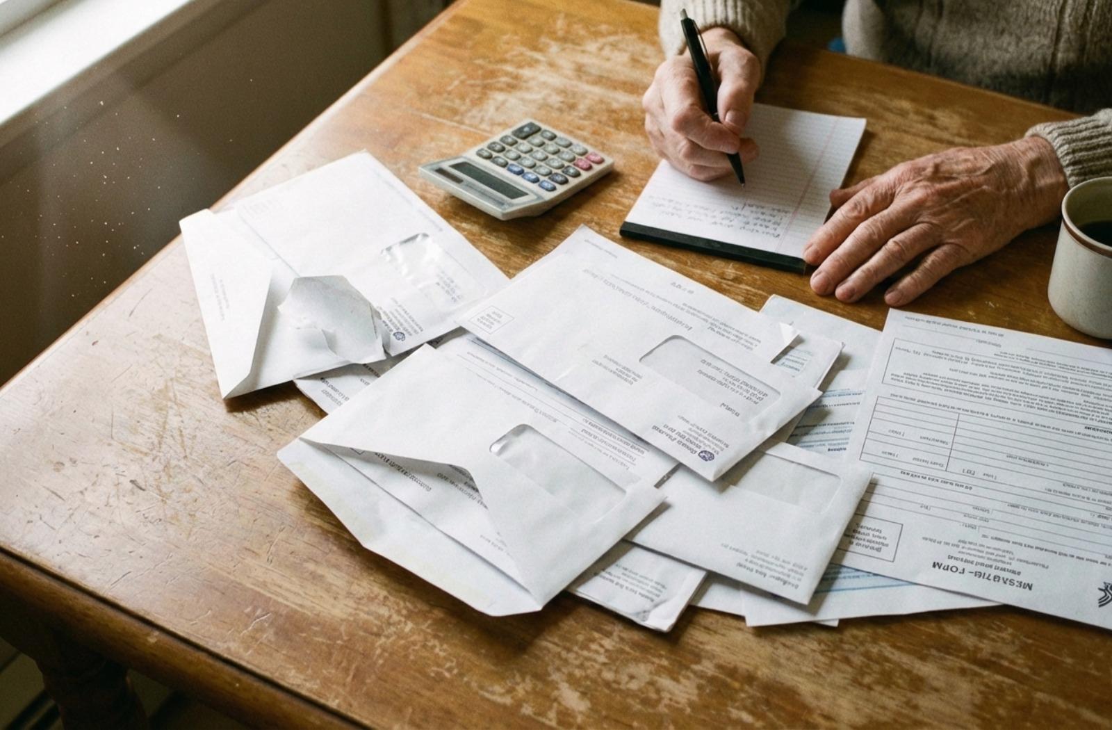 a caregiver fills out paperwork while sitting at a table